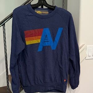 Aviator Nation Blue Crewneck Sweatshirt with Colorful Logo